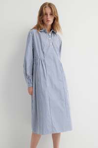 Dresses: Kowtow - Sonnet Dress - Workwear Stripe