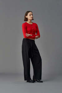 Tops: Standard Issue - Merino Crop Crew Cardi - Ribbon