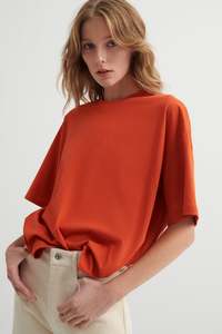 Tops: Kowtow - Oversized Boxy Tee - Nasturtium