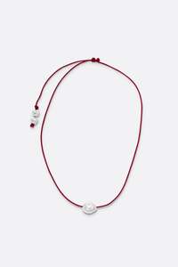 Nina Gordon - Figure Cord Necklace - Deep Red - Silver
