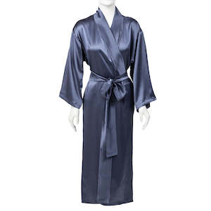 Pre Order Kimono Robes: Pure Silk Kimono Robe in Denim