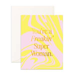 Teacher Cards: Freakin' Superwoman Acid Wash Greeting Card