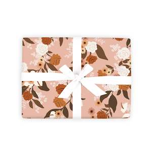 Dusty Rose Garden Gift Wrap Flat Sheet - 12 Sheet Pack