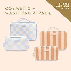 Travel: Cosmetic + Wash Bag 4-Pack Bundle