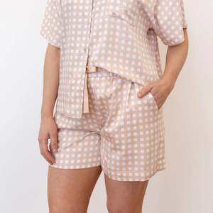 Arianna Bamboo Pyjama Shorts - Tuscany Gingham by Mulberry Threads