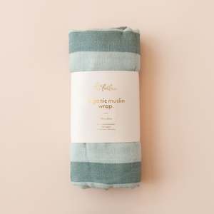Sage Stripe Organic Muslin Wrap Swaddle - PREORDER (LATE FEB)