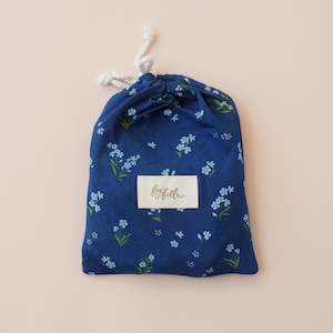 Forget-Me-Not Navy Organic Fitted Bassinet Sheet/Change Pad Cover - PREORDER (LATE FEB)