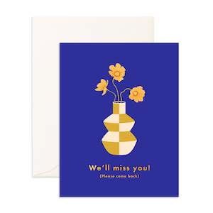 Farewell Cards: We'll Miss You Cobalt Vase Greeting Card
