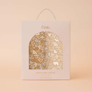 Blankets Swaddles: Gold Holly / Forest Friends Caramel Organic Muslin Wrap Set