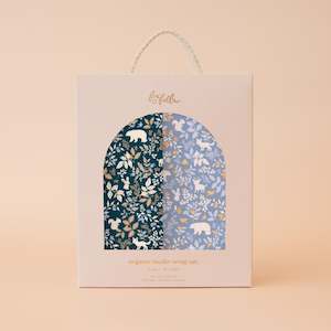 Forest Friends Midnight / Cornflower Organic Muslin Wrap Set