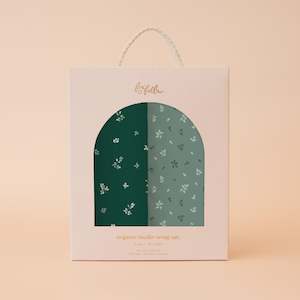 Blankets Swaddles: Spruce / Pine Organic Muslin Wrap Set