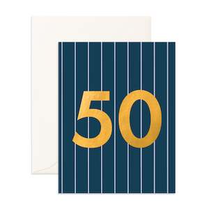 Gifts: No. 50 Navy Pinstripe Greeting Card