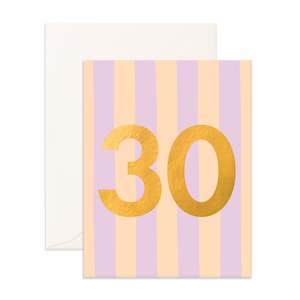 Number Cards: No. 30 Sorbet Stripe Greeting Card
