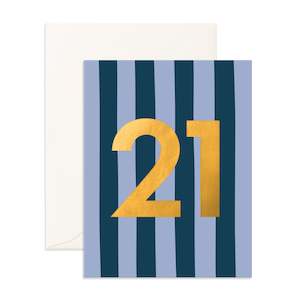 Number Cards: No. 21 Navy Stripe Greeting Card