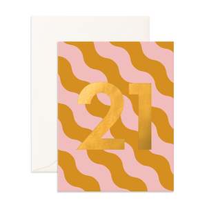 Number Cards: No. 21 Mustard Ripple Greeting Card
