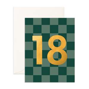 Number Cards: No. 18 Forest Check Greeting Card