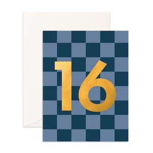 No. 16 Navy Check Greeting Card