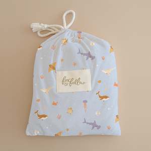Under 75: Ocean Creatures Sky Organic Fitted Cot Sheet - SECONDS