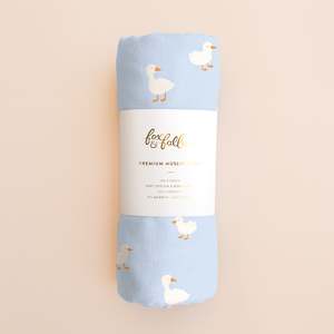Blankets Swaddles: Blue Ducks Muslin Wrap Swaddle