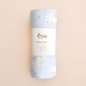 Blankets Swaddles: Blue Doves Muslin Wrap Swaddle
