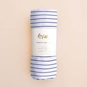 Blankets Swaddles: Navy Stripe Muslin Wrap Swaddle