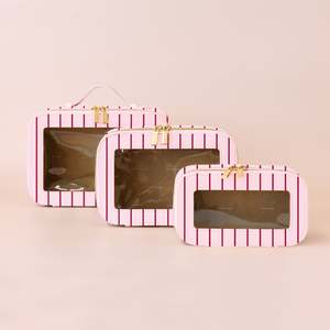 Rosé Pinstripe Cosmetic Nested Trio Set - PRE-ORDER (MAY)
