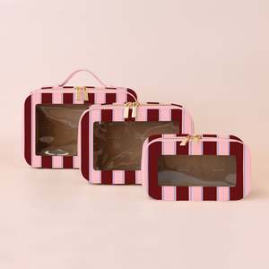 Teachers: Burgundy Stripe Cosmetic Nested Trio Set - PRE-ORDER (MAY)