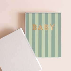 Gifts: Baby Book Sage Stripe Boxed - 3rd Edition