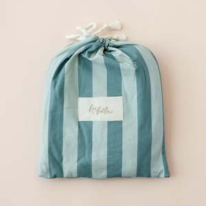 Sage Stripe Organic Fitted Cot Sheet - SECONDS