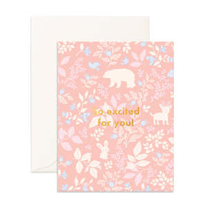 The Vintage Baby Collection: So Excited Forest Friends Peony Greeting Card