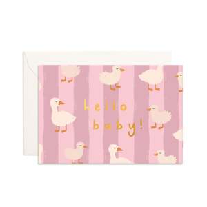 Crushing On Daisies: Hello Baby Ducks Pink Mini Greeting Card