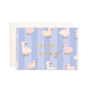 Crushing On Daisies: Hello Baby Ducks Blue Mini Greeting Card