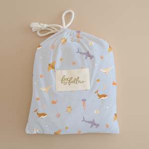Cot Sheets: Ocean Creatures Sky Organic Fitted Cot Sheet - PRE-ORDER (JUNE)