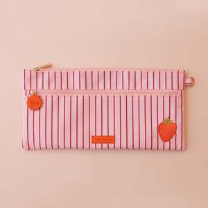 Nothingover35: Strawberry Stripe Large Pencil Case