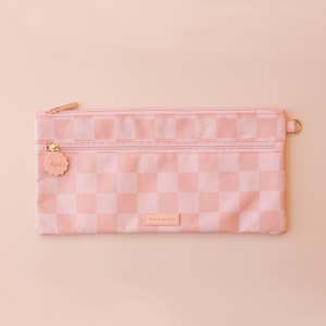 Nothingover35: Peach Check Large Pencil Case