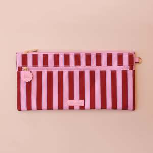 Nothingover35: Burgundy Stripe Large Pencil Case