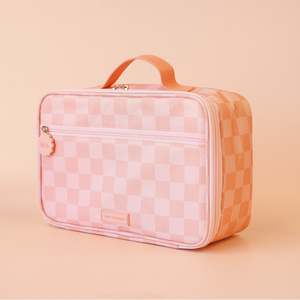 Gifts: Peach Check Large Lunch Bag