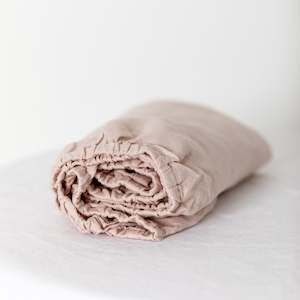 Blush Pink Linen Cot Flat Sheet