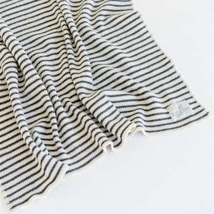 Charcoal Stripes Wool Baby Blanket