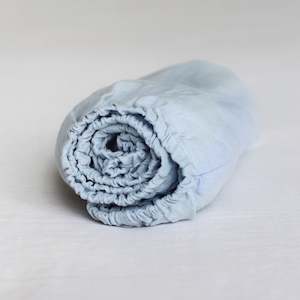 Powder Blue Linen Cot/Bassinet Sheet