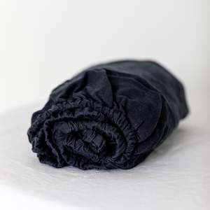 Cot Bassinet Sheets: Midnight Blue Linen Cot/Bassinet Sheet
