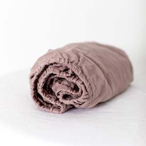 Rosewood Pink Linen Cot/Bassinet Sheet