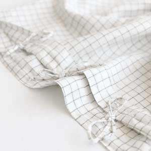 Cot Duvets: Cactus Grid Linen Cot Duvet