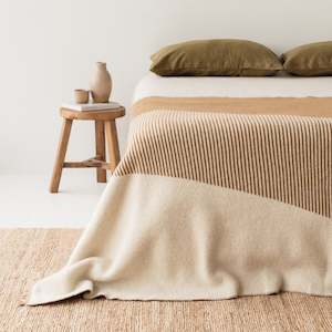 All Wool: Ginger Honey Geometric Wool Throw Blanket