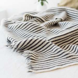 All Wool: Charcoal Stripes Wool Throw Blanket