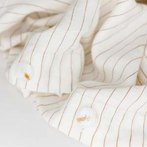 Duvet Covers Pillowcases: Tobacco Stripes Linen Duvet