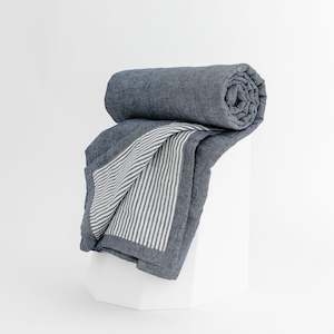 Denim & Navy Stripes Linen Quilt