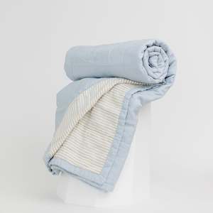 Pillowcases Quilts: Powder Blue & Sand Stripes Linen Quilt