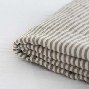 Fitted Sheets: Olive Stripes Linen Single Fitted Sheet Sale