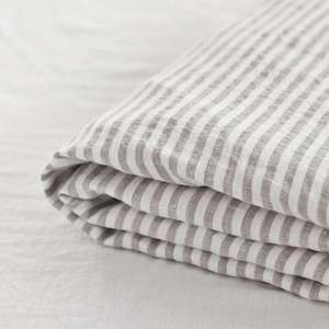Flat Sheets: Grey Stripes Linen Single Flat Sheet Sale